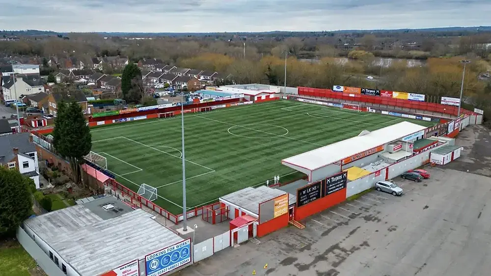 Aerial view of The Lamb, the home ground of Tamworth F.C.